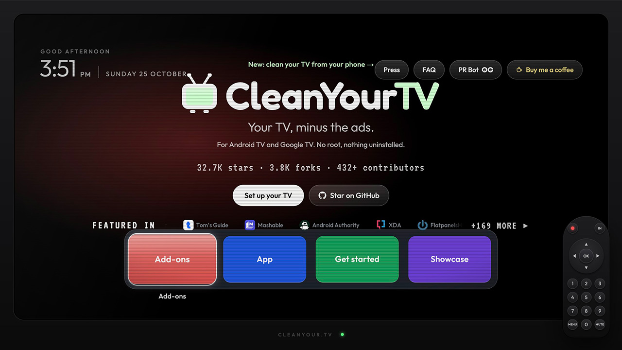 CleanYourTV 取代 Google TV 預設桌面的 Apple TV 風格極簡首頁與 Dock